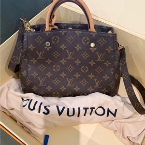 Louis Vuitton Monogram Canvas Montaigne BB Shoulder Bag in Brown and Tan